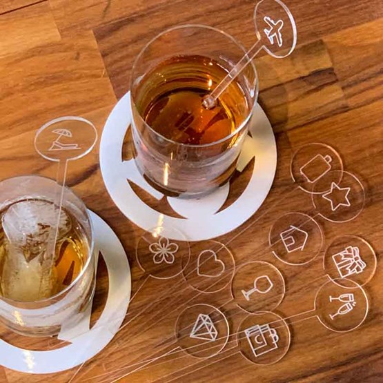 kit 12 mexedores de drinks cristal emojis